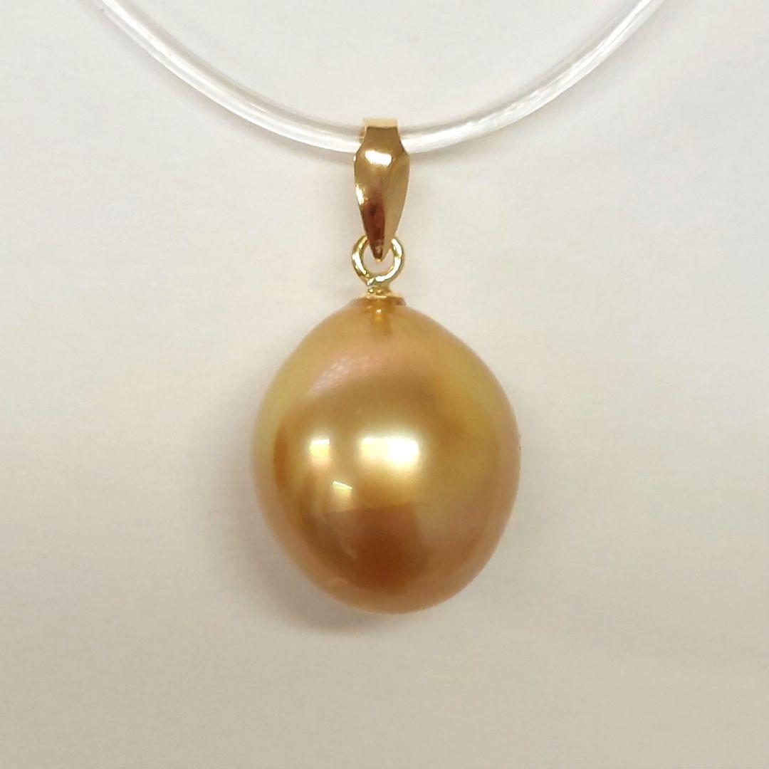 K18　18金　南洋ゴールドパールペンダントトップ　10.9mm　(新品)