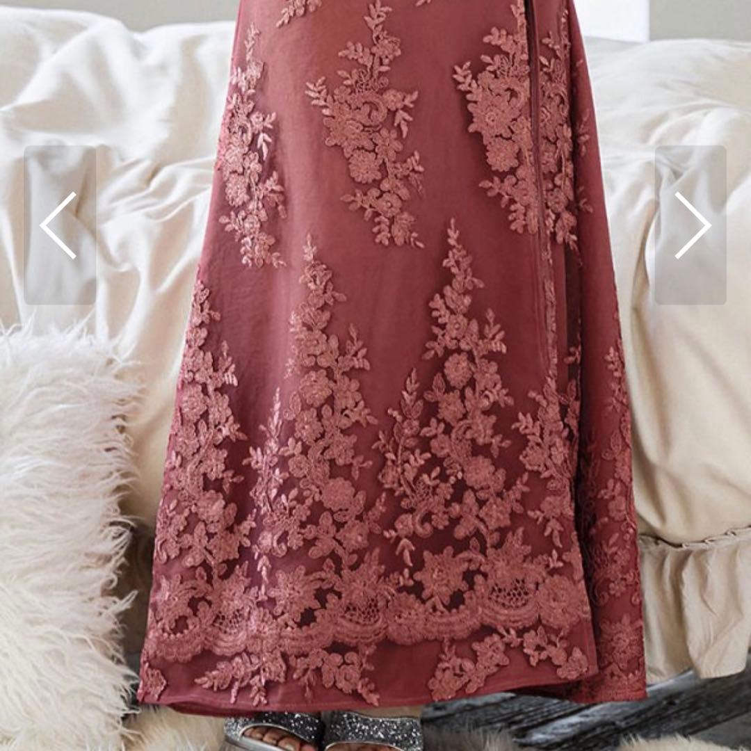 JEWELS バーガンディ刺繍ドレス