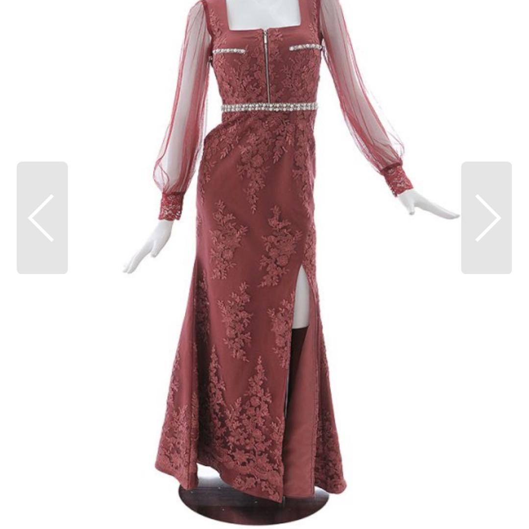 JEWELS バーガンディ刺繍ドレス