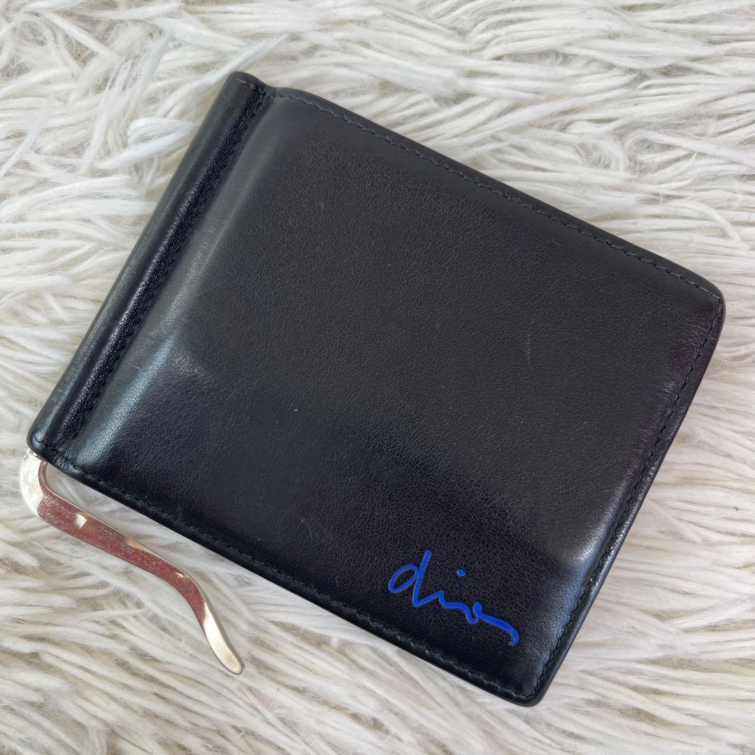 希少/美品✨DIOR HOMME マネークリップ オールレザー ロゴ刻印 黒