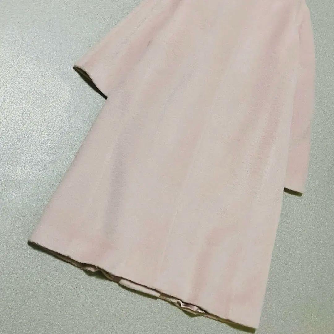 【アルパカ✨近年モデル】ANAYI シャギー ノーカラーコート アナイ ピンク