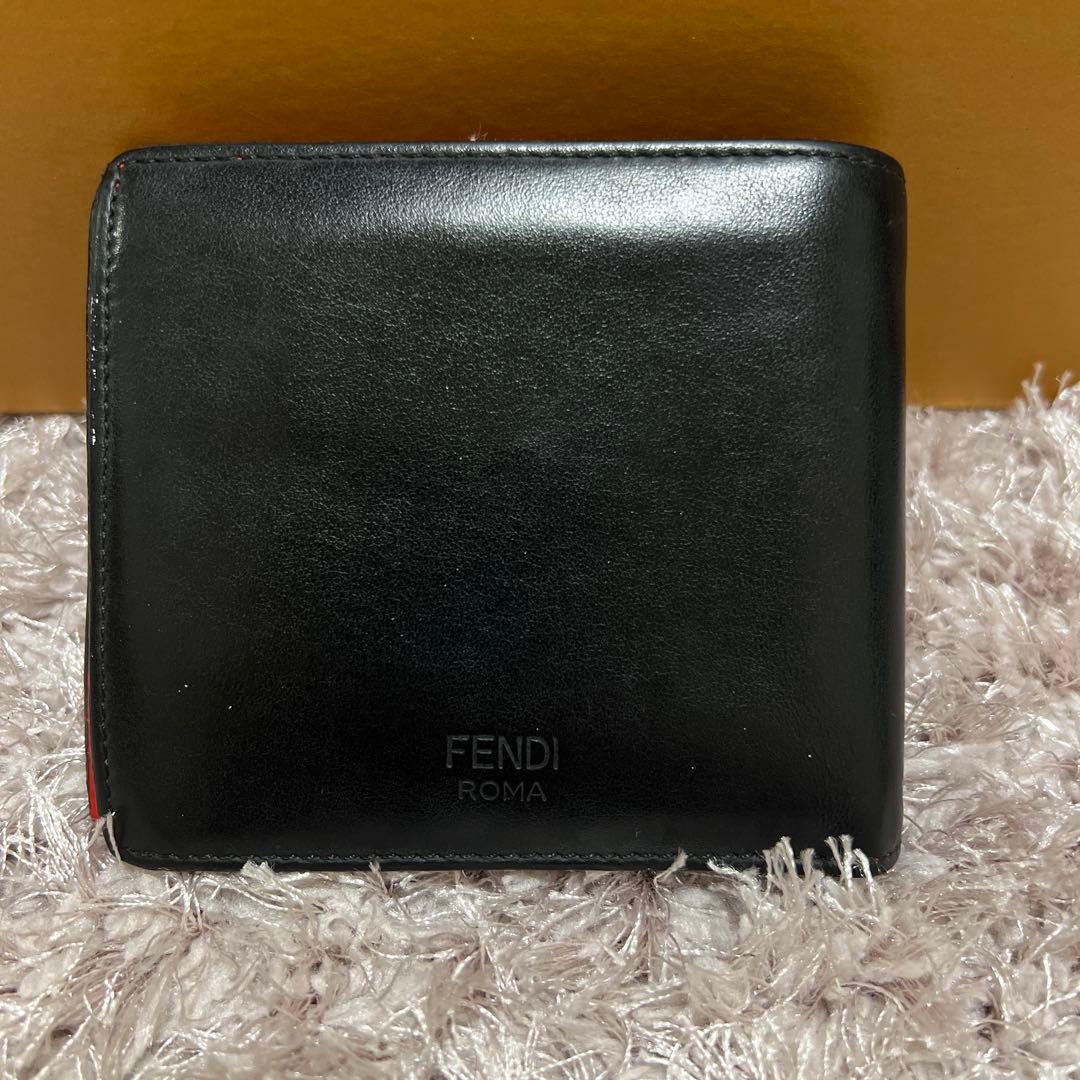 FENDI フェンディ モンスター 二つ折り財布 ブラック バグズアイ