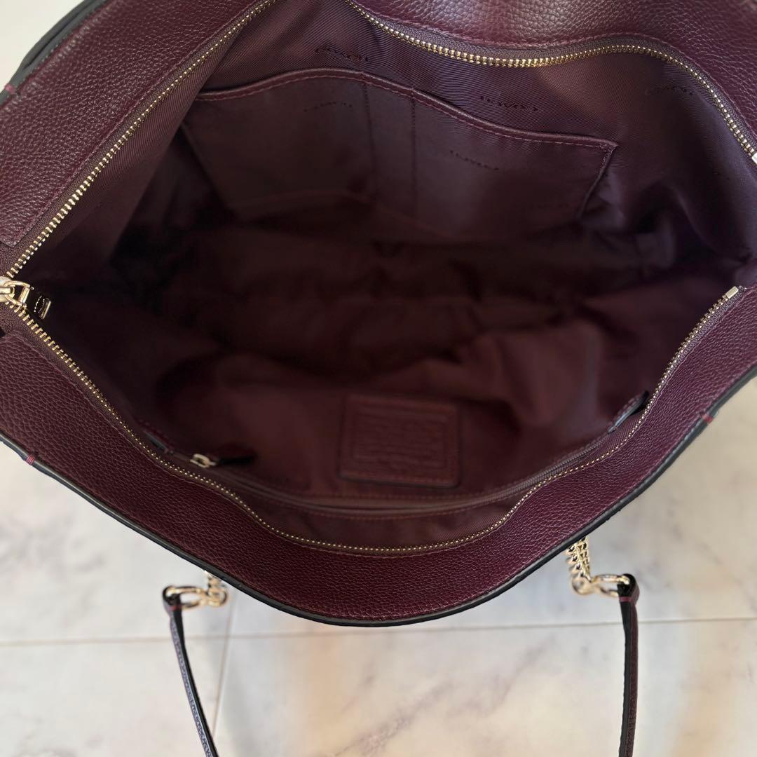極美品♡COACH トートバッグ チェーンショルダー ワインレッド レザー A4