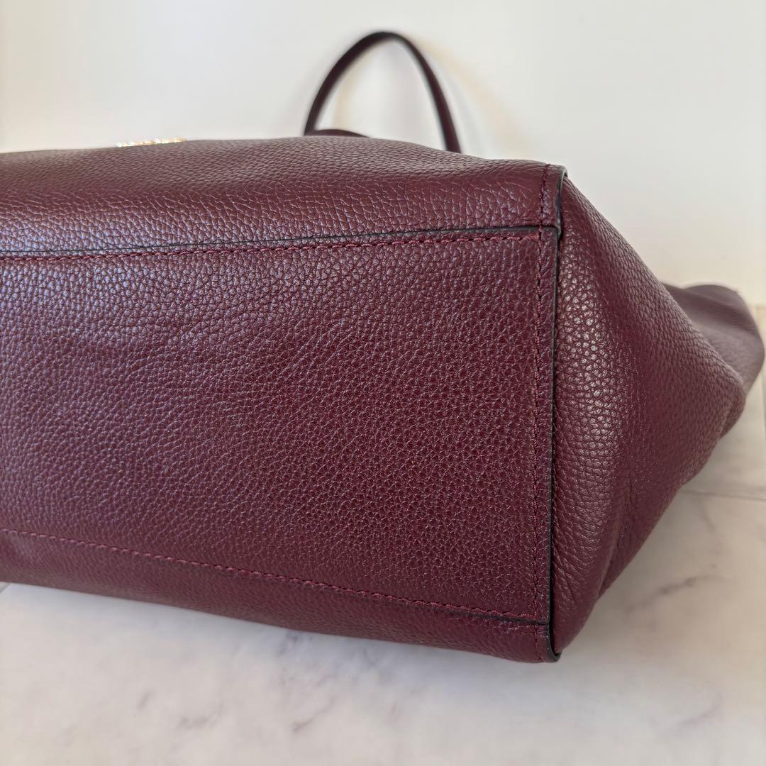 極美品♡COACH トートバッグ チェーンショルダー ワインレッド レザー A4