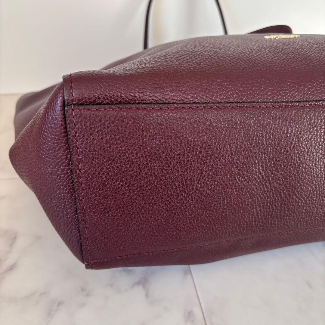 極美品♡COACH トートバッグ チェーンショルダー ワインレッド レザー A4