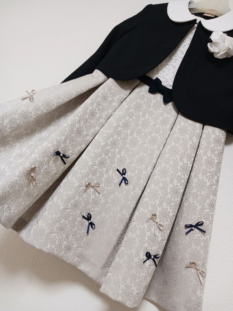 大人気♪プティマイン♪リボンワンピーススーツ3点セット◆120cm