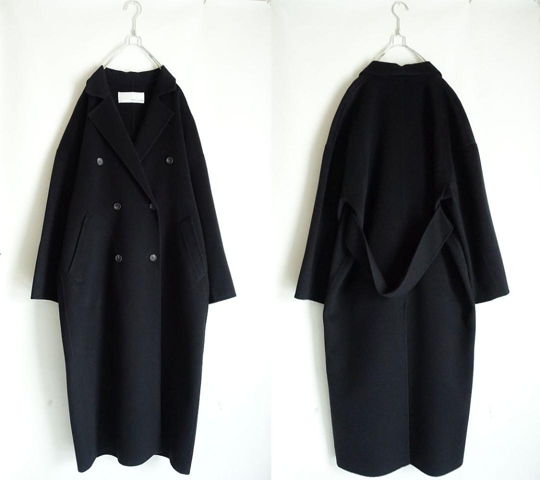 2023 美品ウィムガゼット☆カシミヤ混リバーロングコート F ネイビー