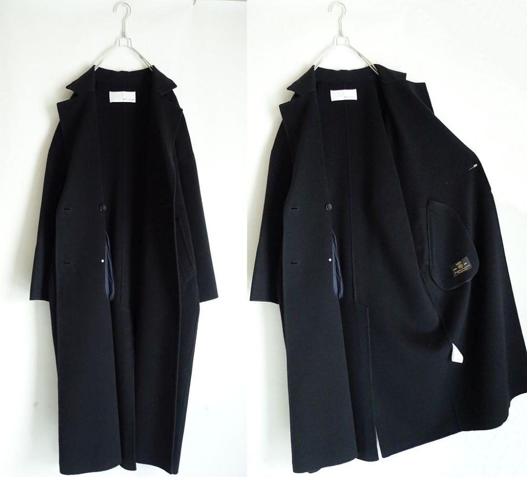 2023 美品ウィムガゼット☆カシミヤ混リバーロングコート F ネイビー