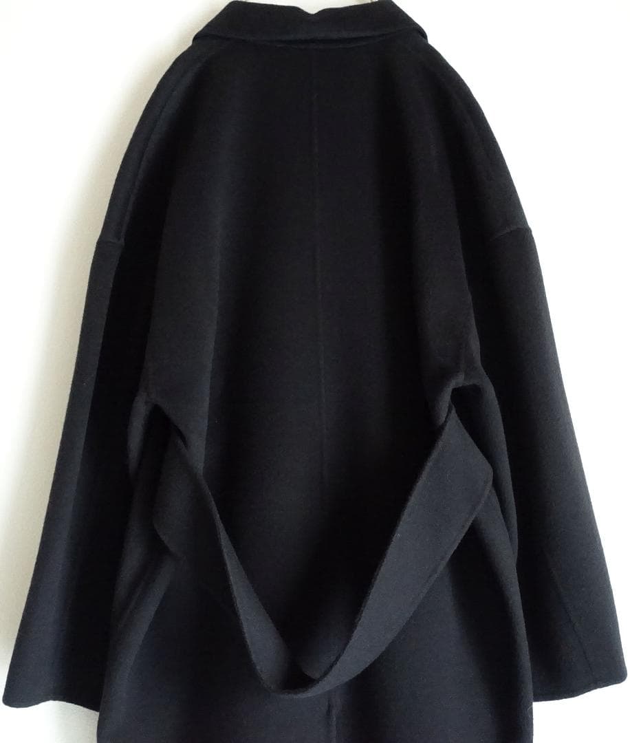 2023 美品ウィムガゼット☆カシミヤ混リバーロングコート F ネイビー