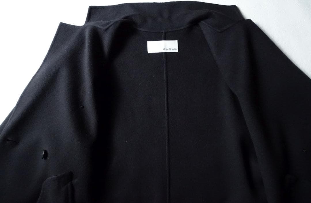 2023 美品ウィムガゼット☆カシミヤ混リバーロングコート F ネイビー