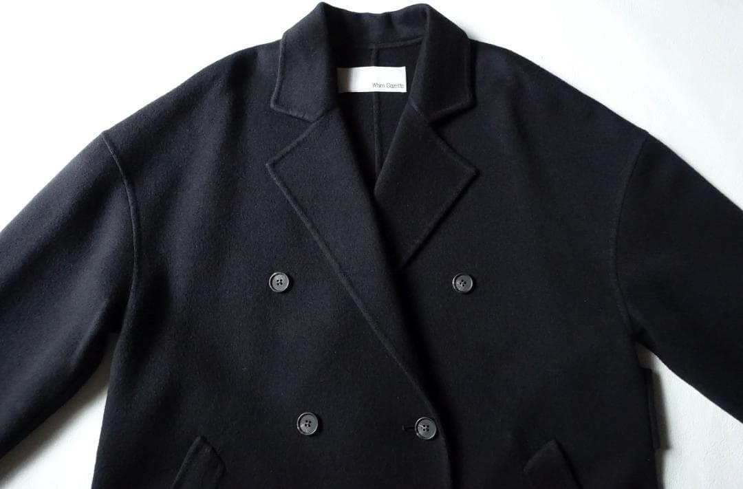 2023 美品ウィムガゼット☆カシミヤ混リバーロングコート F ネイビー