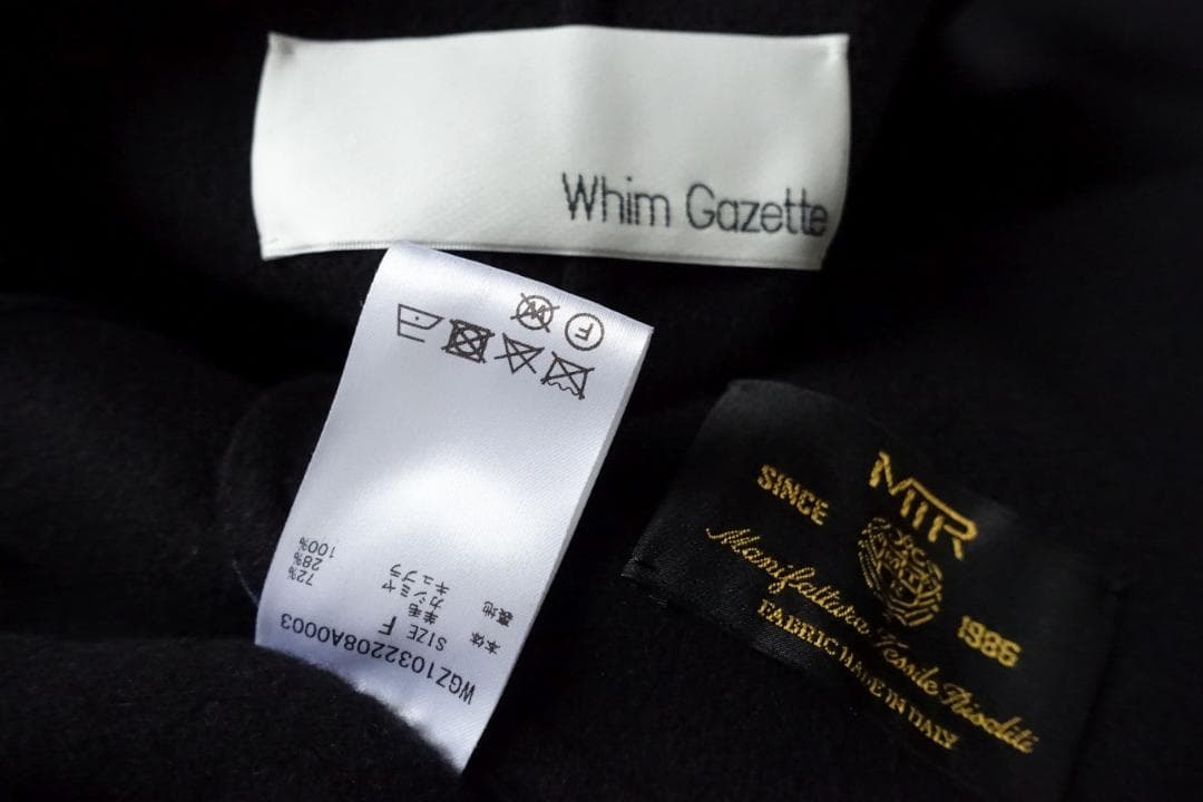 2023 美品ウィムガゼット☆カシミヤ混リバーロングコート F ネイビー