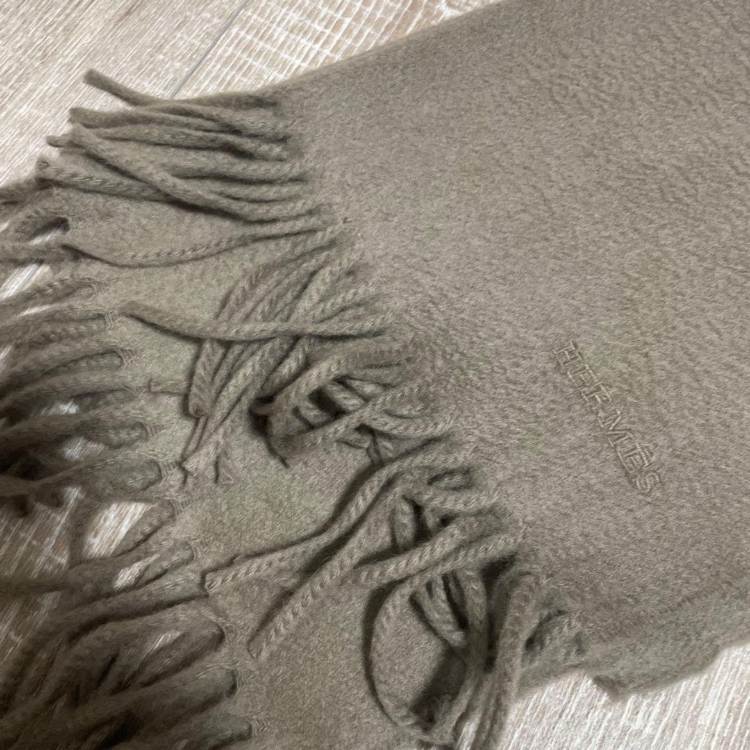 エルメス・マフラー　ベージュ(グレー)