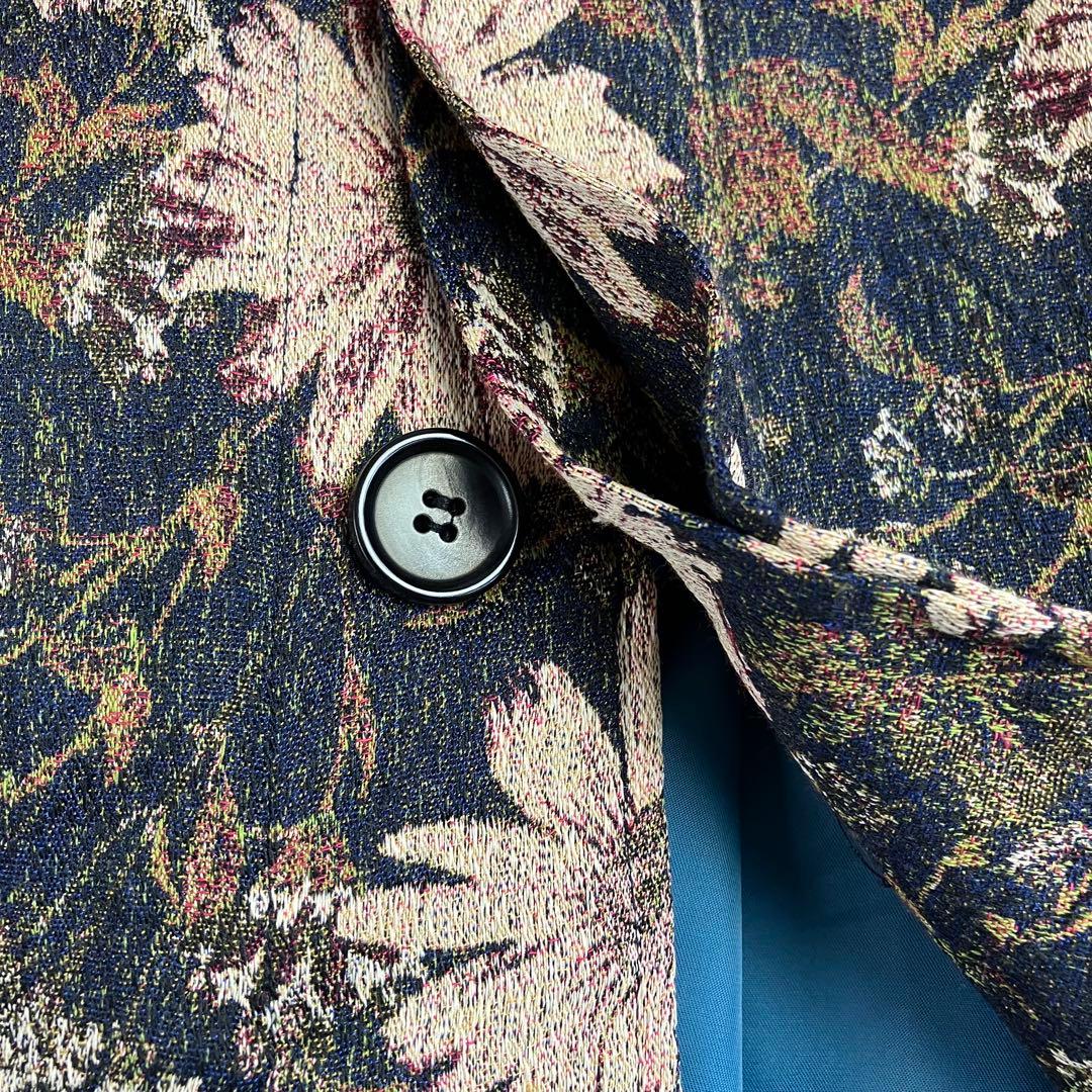 gigot メゾンジゴ ゴブラン織り総柄ロングコート L 花柄 2way襟