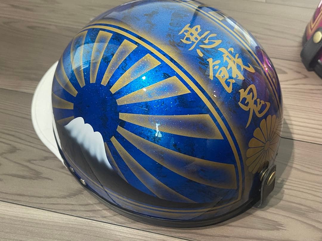 青ラメ金 富士日章 コルク半 ヘルメット 旧車會 暴走族