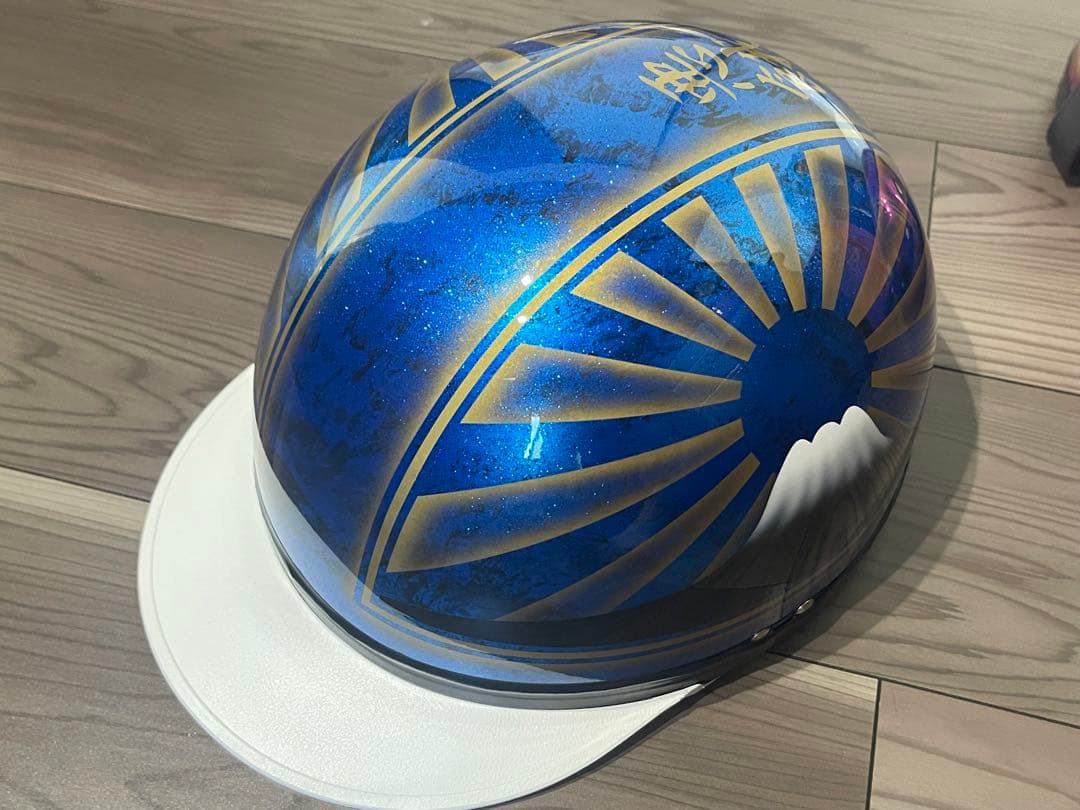 青ラメ金 富士日章 コルク半 ヘルメット 旧車會 暴走族