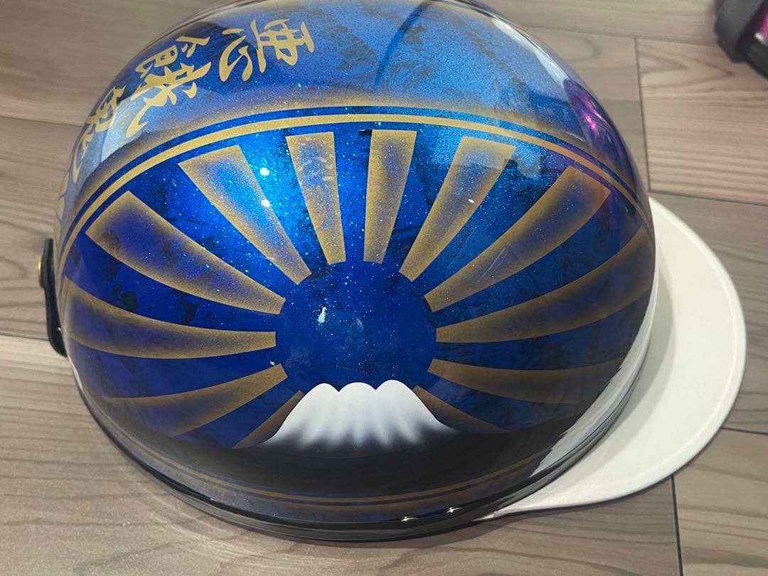 青ラメ金 富士日章 コルク半 ヘルメット 旧車會 暴走族