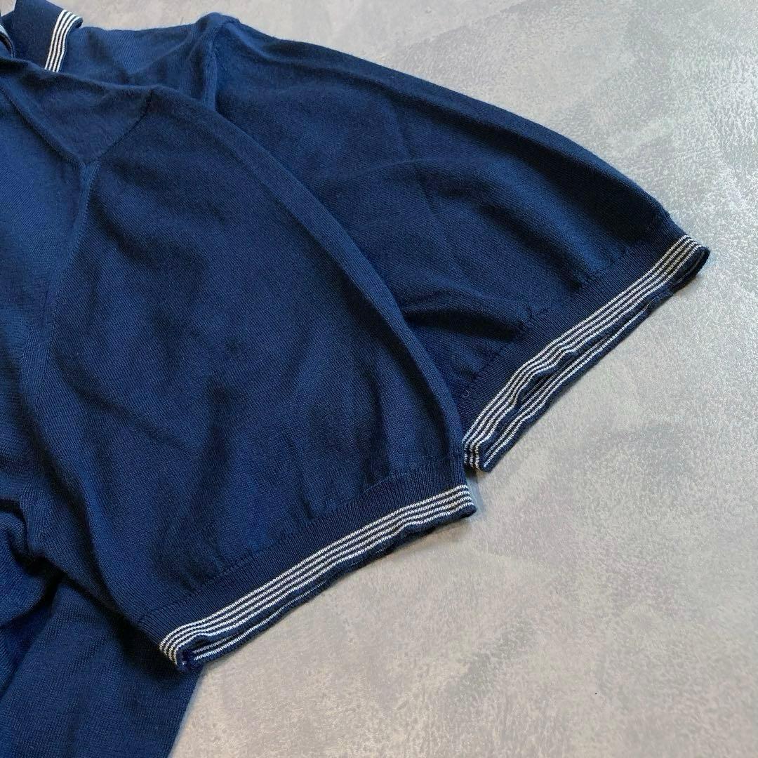 SVEVO 半袖 ポロシャツ ニット 46 ネイビー 綿100% イタリア製