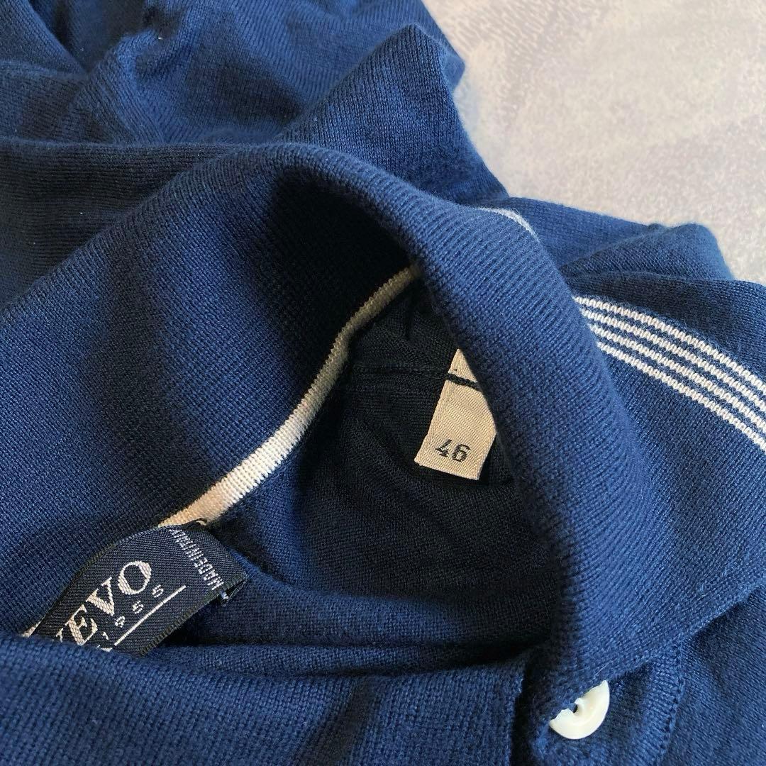 SVEVO 半袖 ポロシャツ ニット 46 ネイビー 綿100% イタリア製