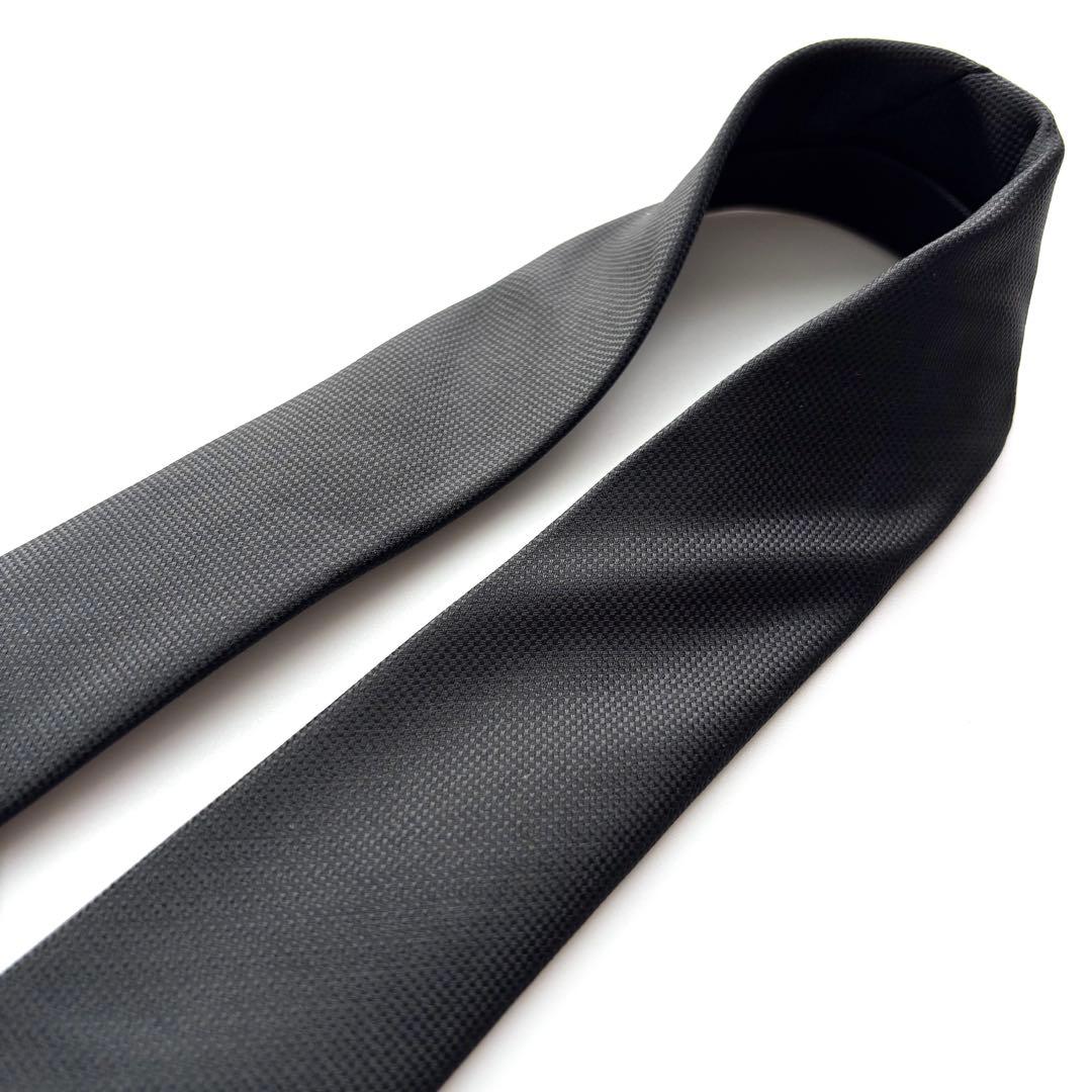 ꧁美品꧂ エルメネジルドゼニア ネクタイ 無地 ソリッドタイ ブラック 光沢