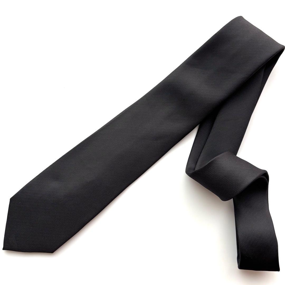 ꧁美品꧂ エルメネジルドゼニア ネクタイ 無地 ソリッドタイ ブラック 光沢