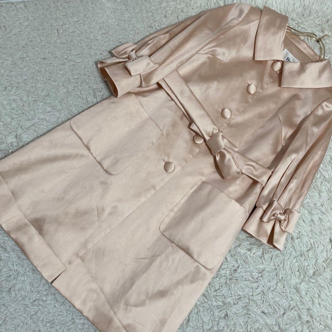 《良品》 Rene スプリングコート ベビーピンク 36 リボン シルク混