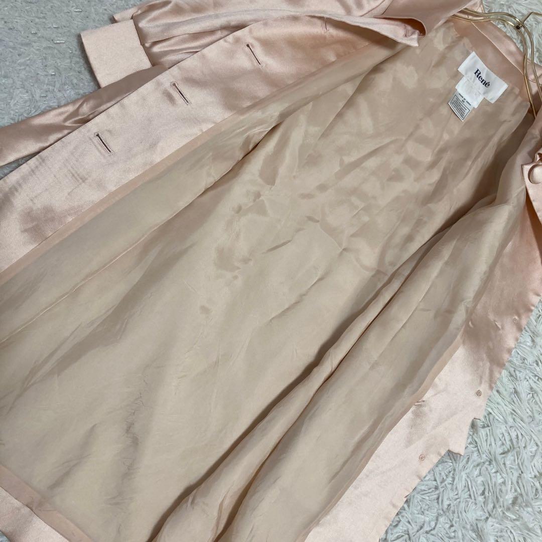 《良品》 Rene スプリングコート ベビーピンク 36 リボン シルク混