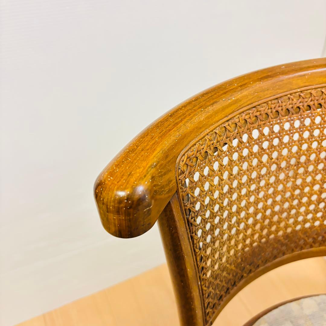 オールドカリモク ダイニングチェア ラタン 曲げ木 籐 レトロ ビンテージ ②