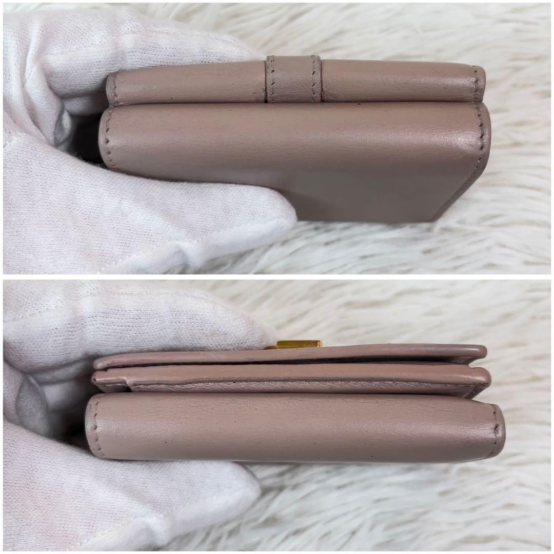 美品✨サンローラン　三つ折り財布　オリガミ　カサンドラ　ピンクベージュ