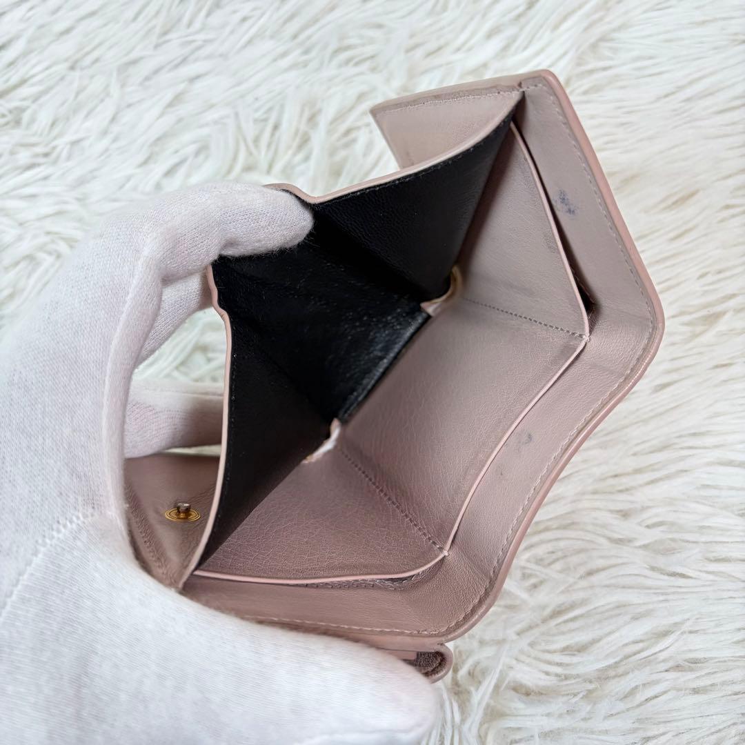 美品✨サンローラン　三つ折り財布　オリガミ　カサンドラ　ピンクベージュ
