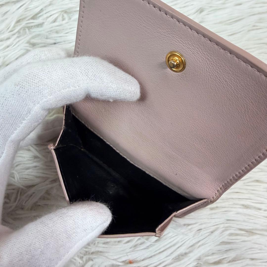 美品✨サンローラン　三つ折り財布　オリガミ　カサンドラ　ピンクベージュ
