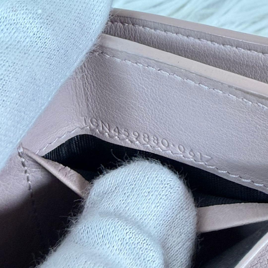 美品✨サンローラン　三つ折り財布　オリガミ　カサンドラ　ピンクベージュ