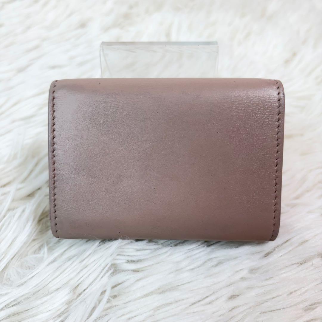美品✨サンローラン　三つ折り財布　オリガミ　カサンドラ　ピンクベージュ