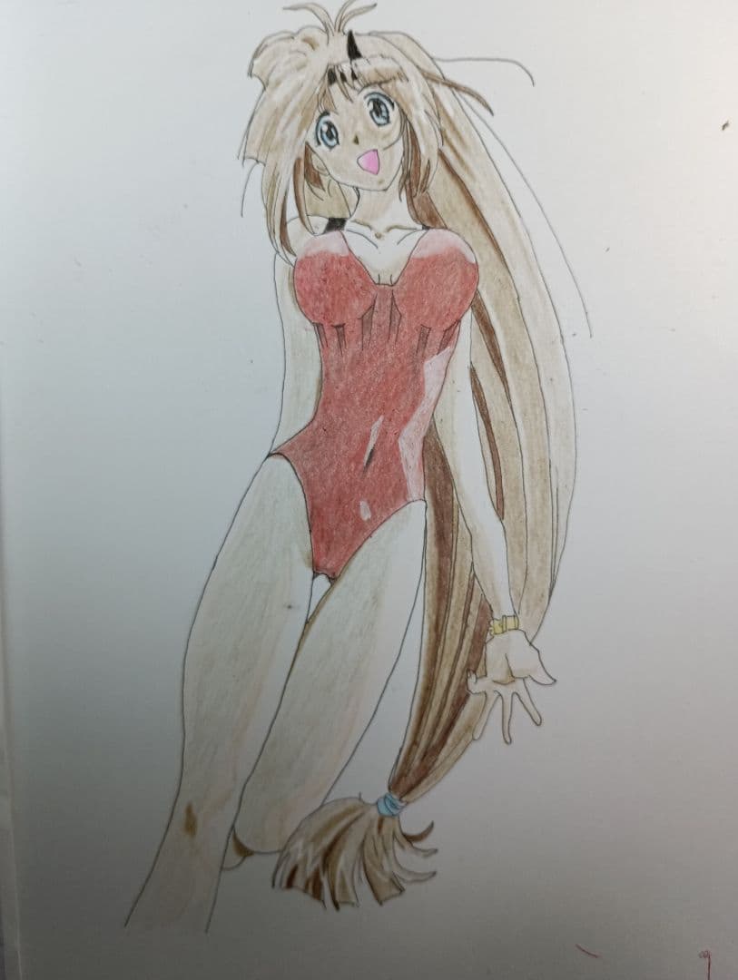 アニメキャラクター イラスト 赤い水着