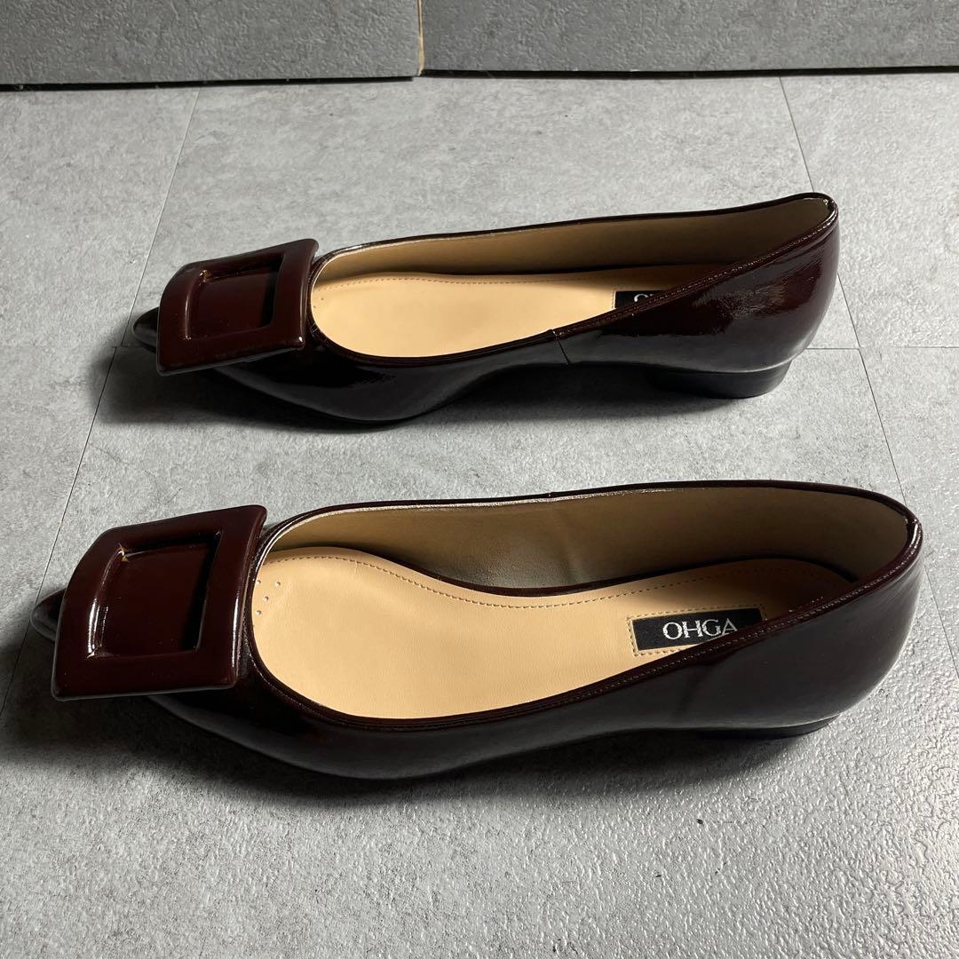極美品✨️ OHGA オーガ パンプス ポインテットトゥ エナメル ダークブラウン
