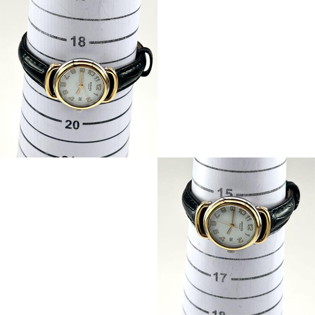 新品電池・ベルト✨　美品　エルメス　プルマン　コンビ　ゴールド　3針タイプ　QZ