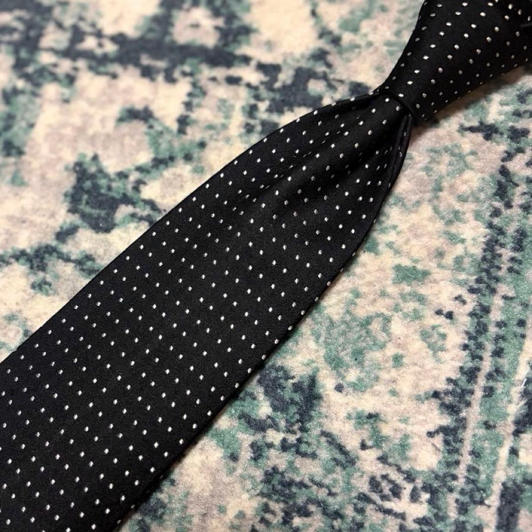 極上 Charvet ピンドット ブラックタイ フランス製 シャルべ マリネッラ