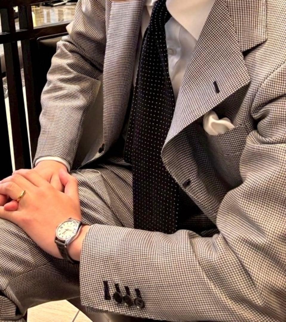 極上 Charvet ピンドット ブラックタイ フランス製 シャルべ マリネッラ