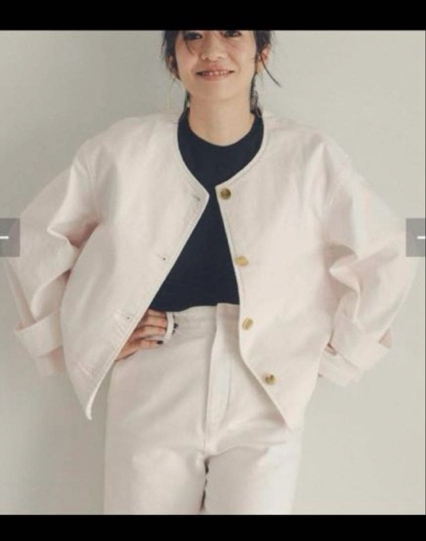 ノーカラー ピンクジャケット