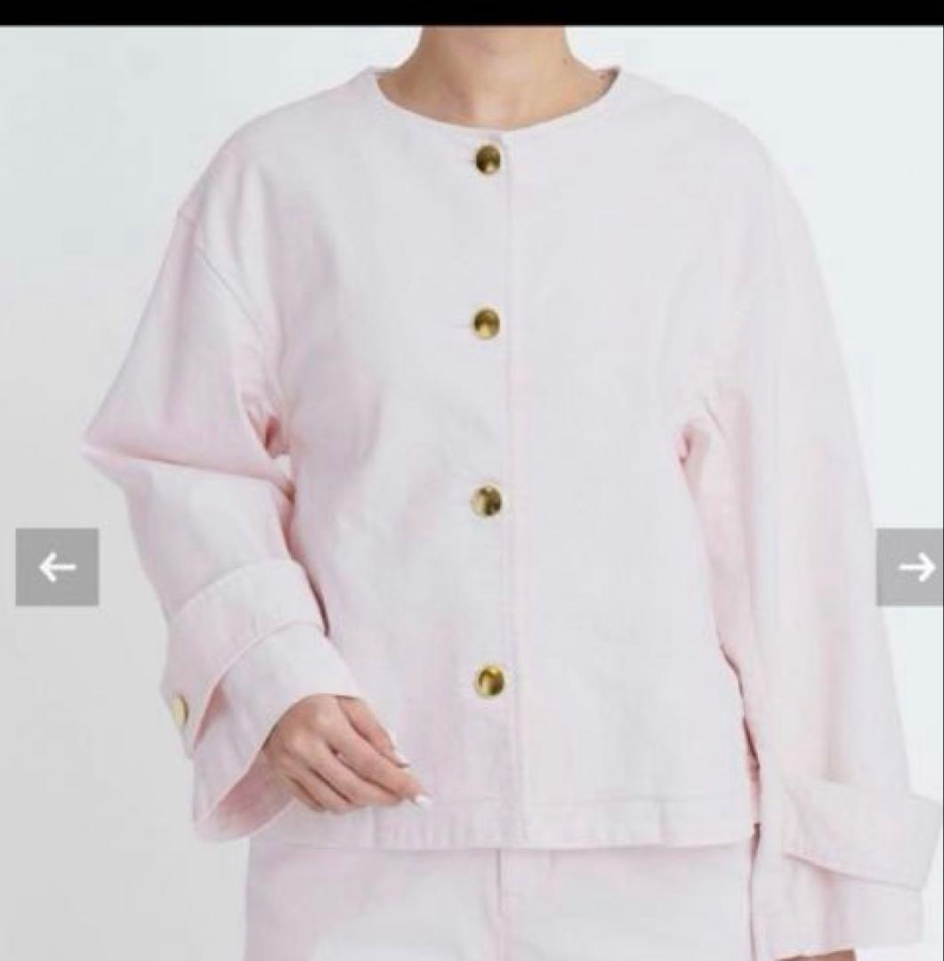 ノーカラー ピンクジャケット