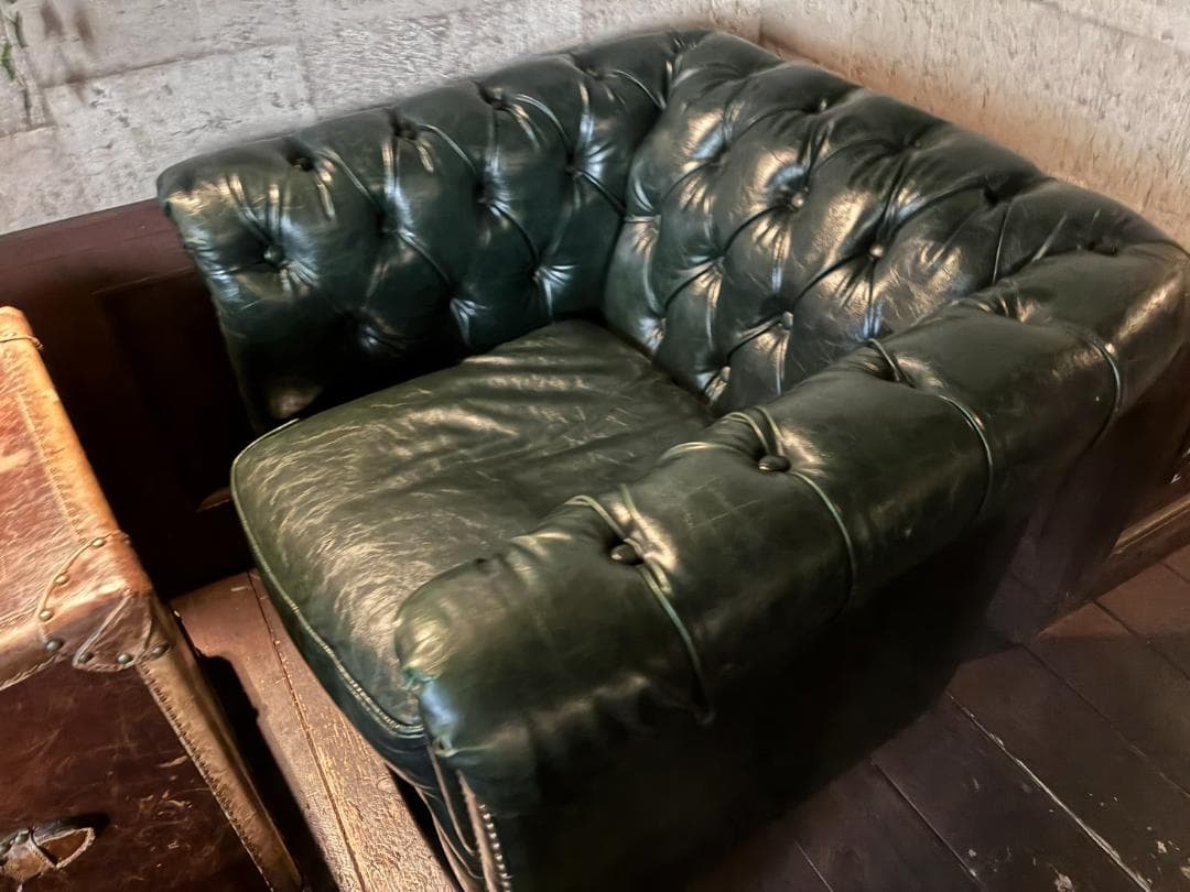 チェスターフィールド アームチェア ダークグリーン