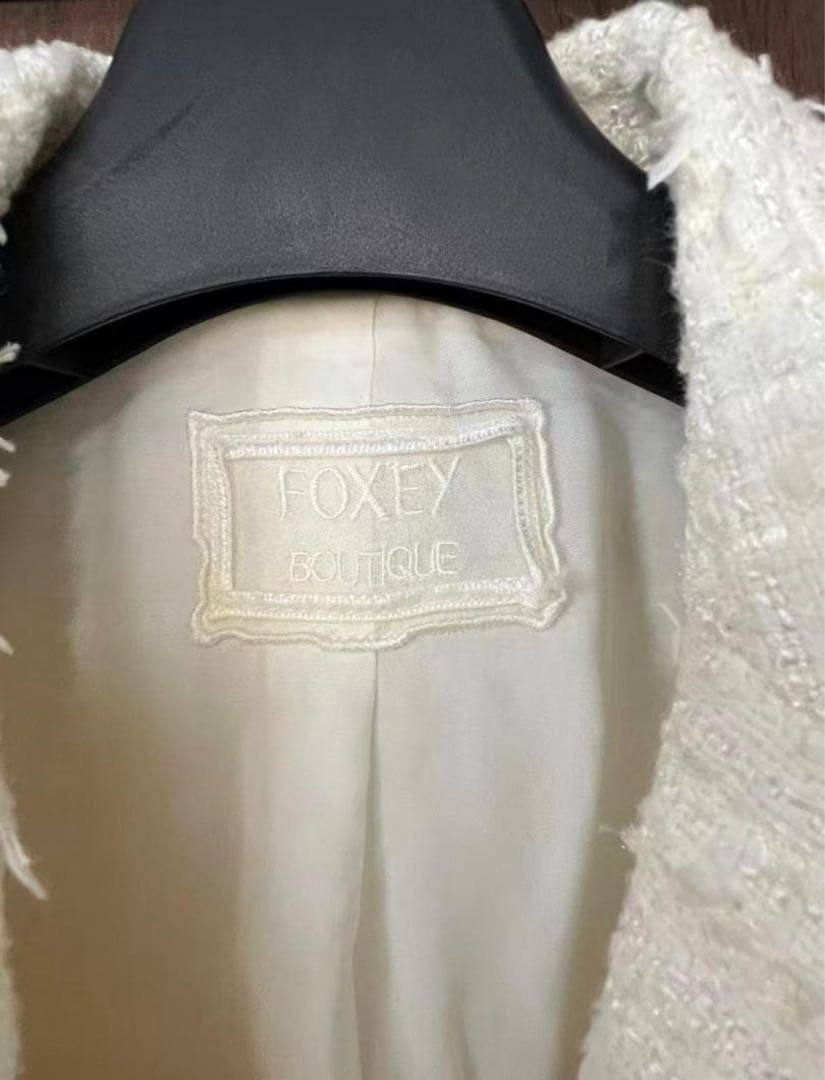 FOXEY スノーフレーク　ジャケット　ホワイト　ツイード　38