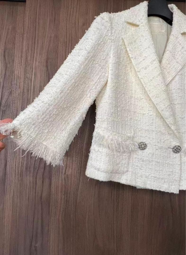 FOXEY スノーフレーク　ジャケット　ホワイト　ツイード　38