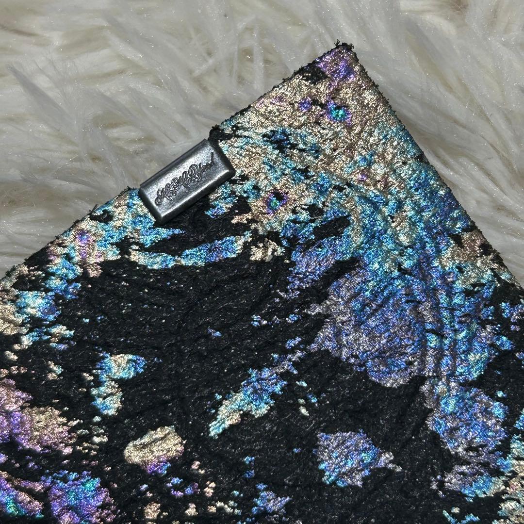 [極美品] 所作 ショサ 三つ折り財布 黒 ペイズリー柄 マルチカラー 高級感