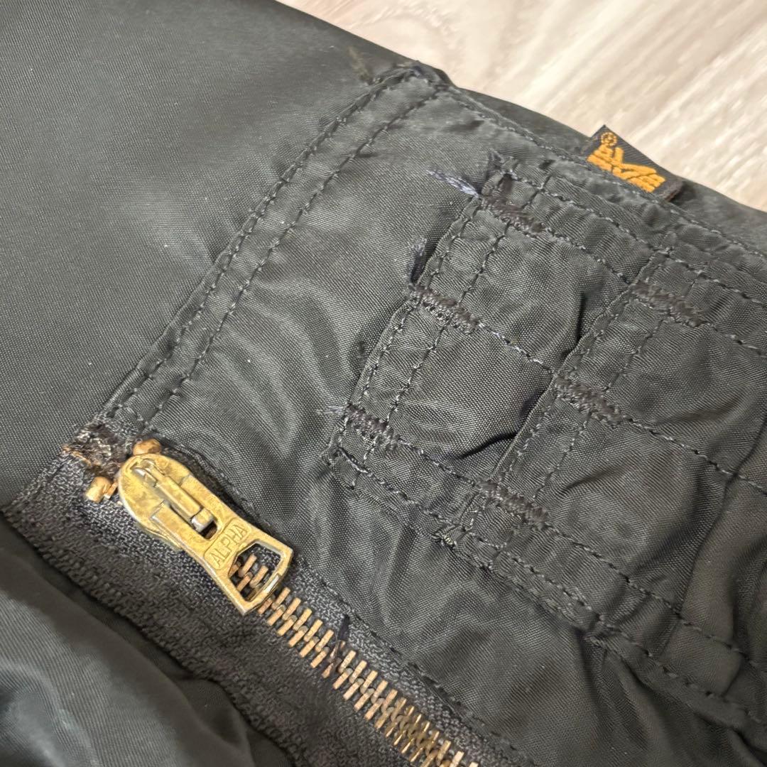 希少サイズ 旧タグ ALPHA MA-1 ブラック USA製