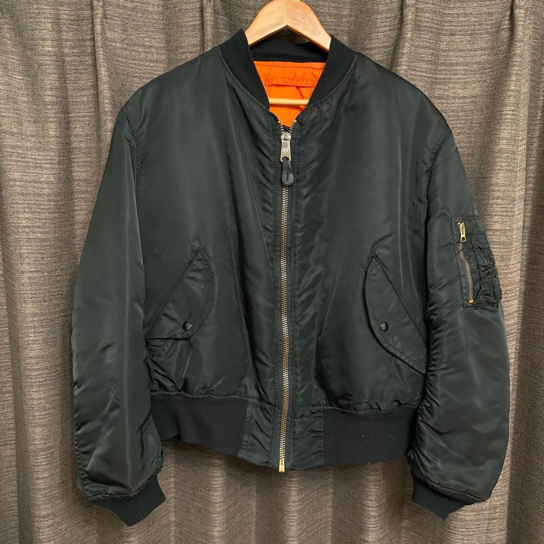 希少サイズ 旧タグ ALPHA MA-1 ブラック USA製