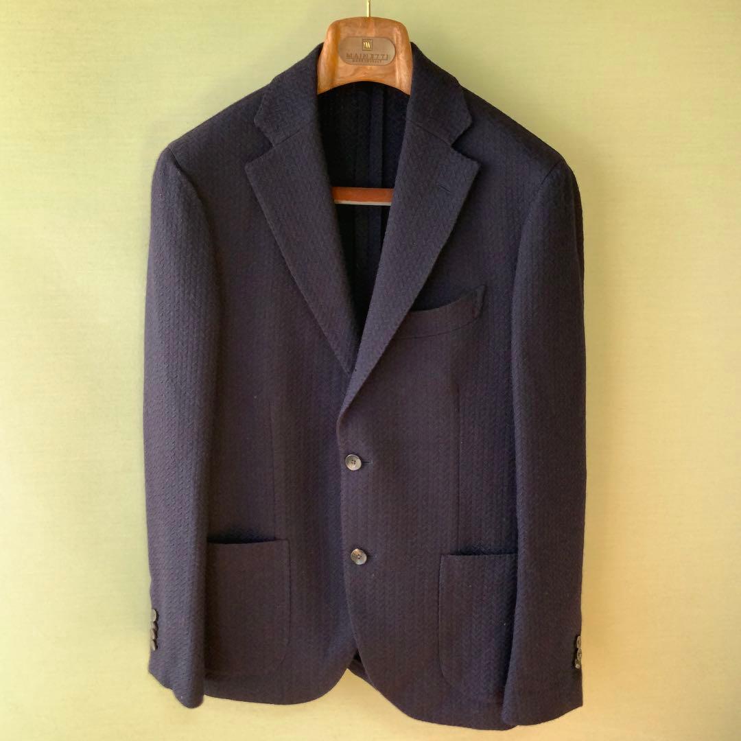 LARDINI ラルディーニ ネイビージャケット 48ウール ヘリンボーン 伊製
