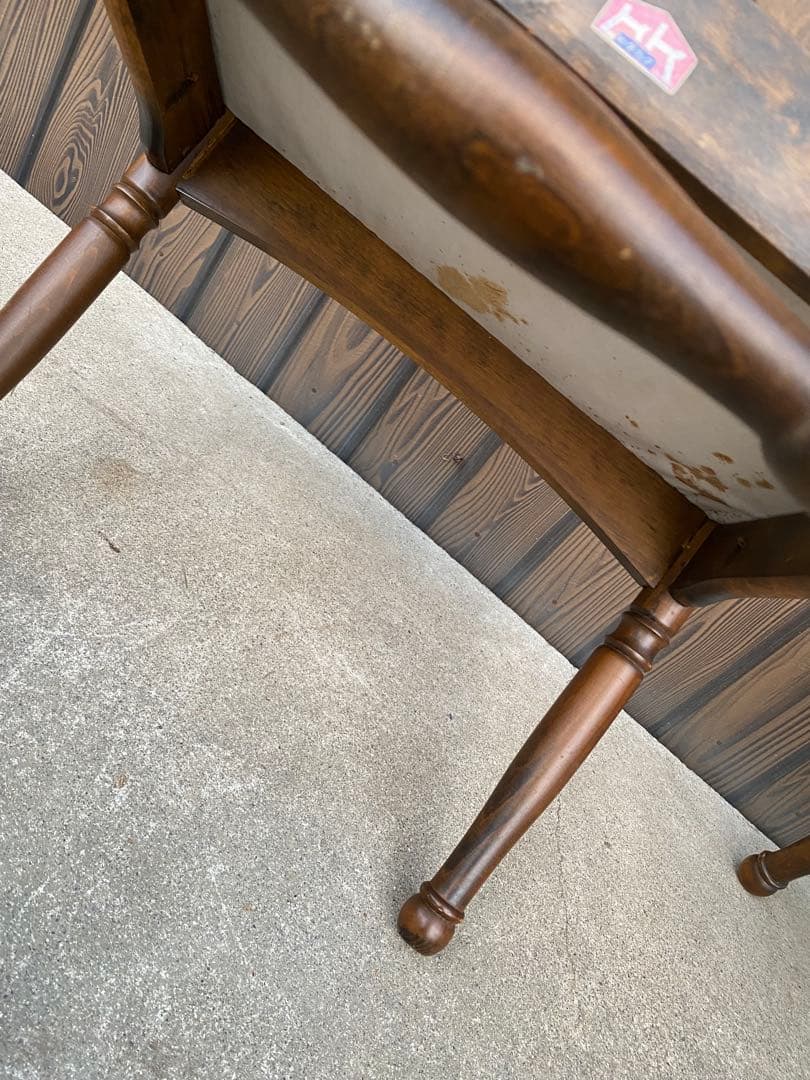 専用です　チェック柄ダイニングチェア　2脚ヒダカグ　レトロ　飛騨家具　木製イス