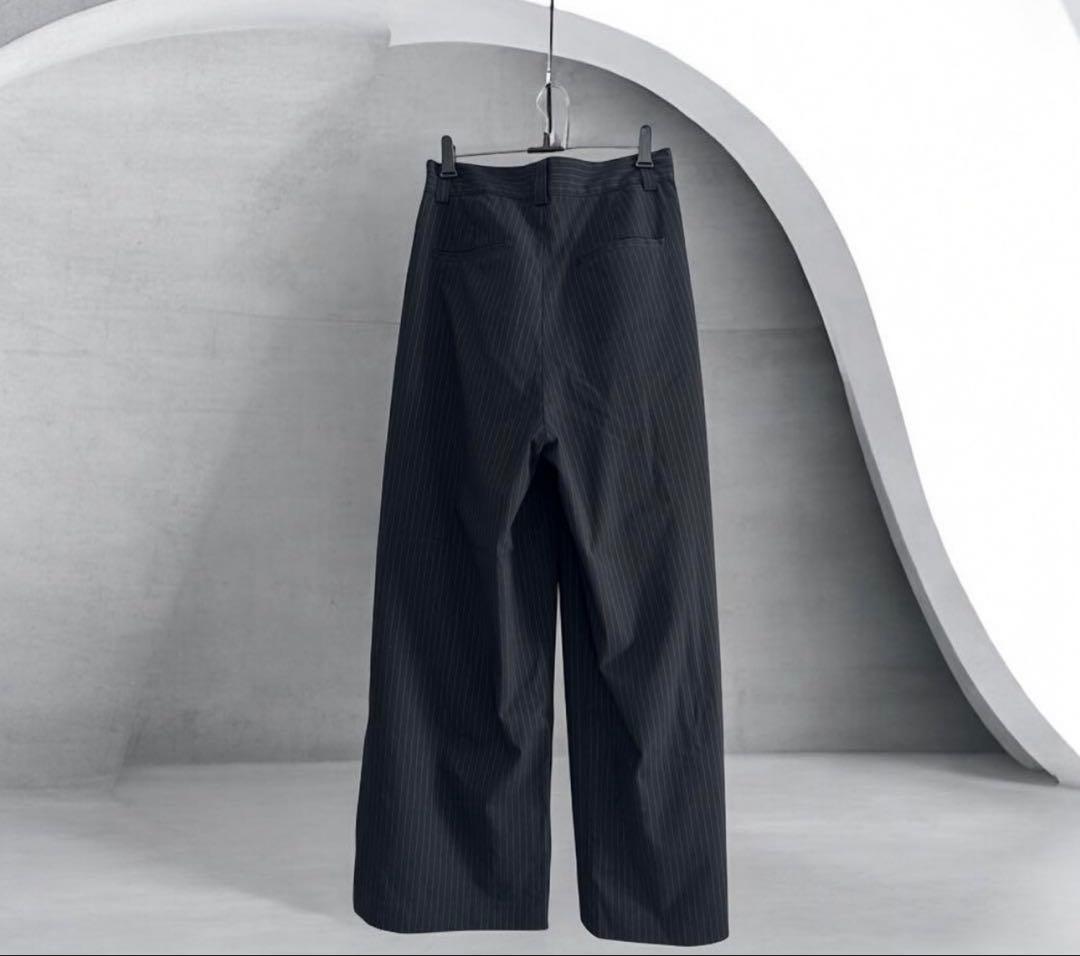 sinss ２タック ワイド ストレート ストライプ スラックス チャコール L