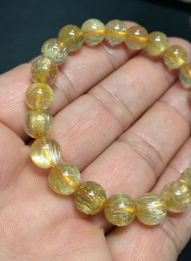 【良質,美品】エンジェルヘアルチルクォーツ　８㎜　ブレスレット　金運　仕事運